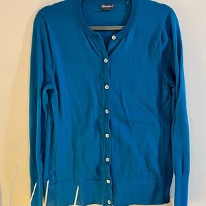Blue Button-Up Women's Cardigan Sweater Size TL by Eddie Bauer